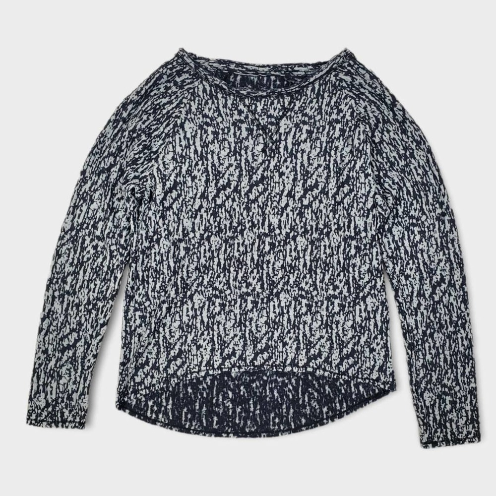 Marc New York Blouse Raw Hem Long Sleeved Gray Black Medium